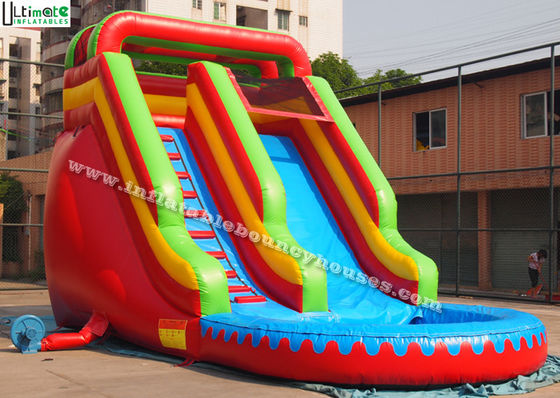 Slide Air Rumah Bouncing Kelas Komersial Merah Tiup untuk Perumahan